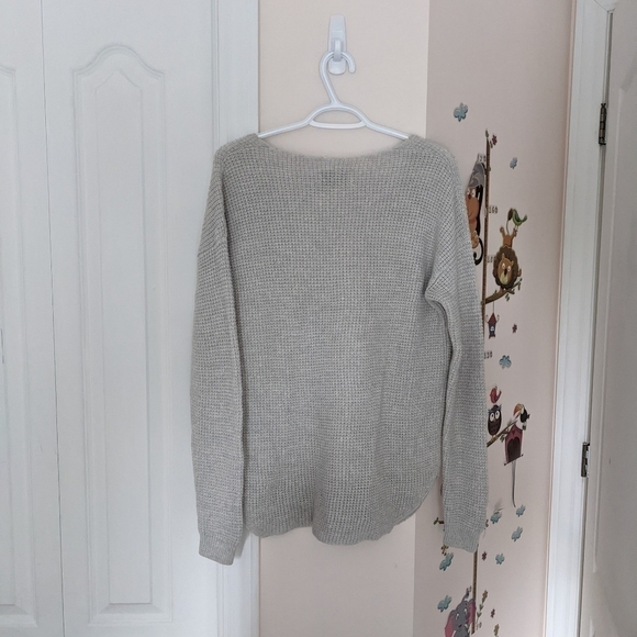 Wilfred Free Wolter Merino Sweater Waffle-knit V-neck sweater grey Medium T7 - Picture 5 of 11